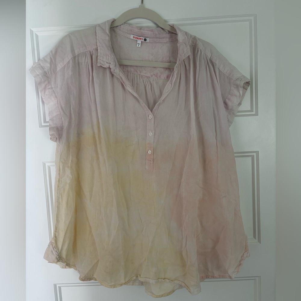 Sundry brand from Anthro - ombré dyed Henley button down. Airy and light!